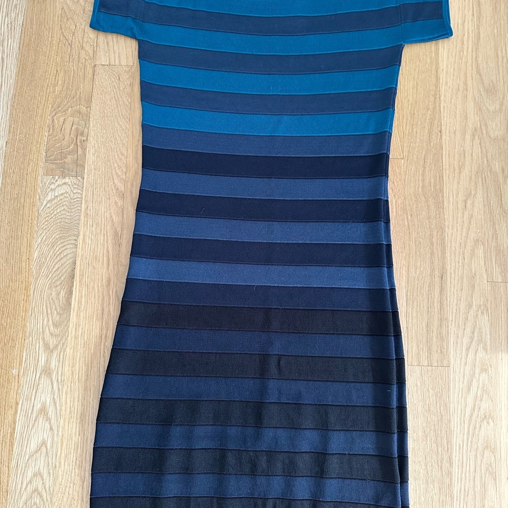 Ladies banded blue silky knit banded dress
